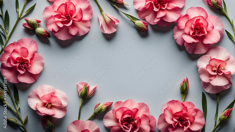 miniature-carnation-blossoms-forming-an-intricate-frame-set-against-a-minimalist-backdrop