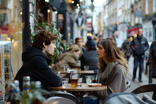 Pub Revelry  Young Crowd Enjoying Fun Moments with Beer at a Restaurant