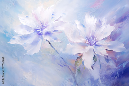 Abstract magical blue flower. Oil painting in impressionism style. © Osadchyi_I