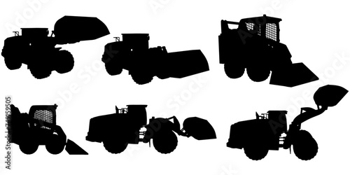 Set OF Bulldozer Silhouette - Vector EPS10