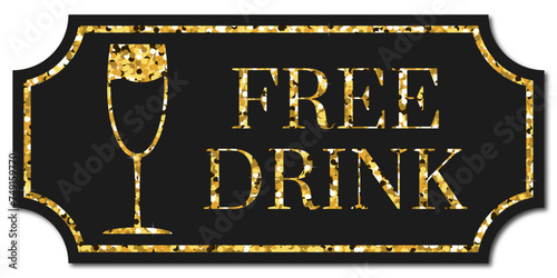 free drink ticket with yellow glitter