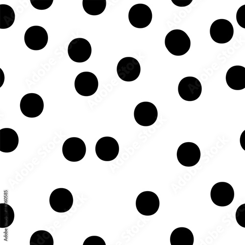 Abstract polka dot black white seamless pattern