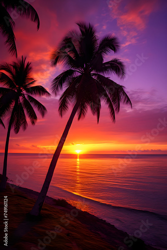Breathtaking Scenic Beach View Under a Majestic Colorful Sunset Sky © Mike