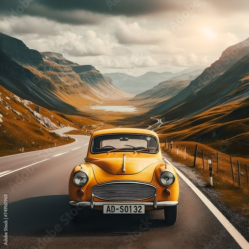 classy yellow vintage car © Jawad
