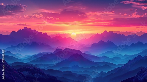 sunset in the mountains landscape