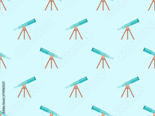 Telescope seamless pattern. Telescope on a tripod. Telescopes of various types in flat style. Icon design for print, banners and advertising. Vector illustration