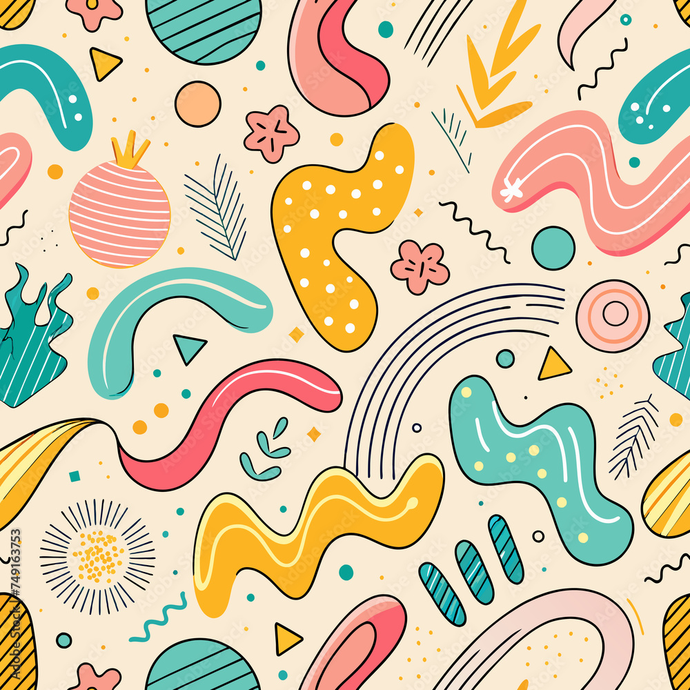 Waves of Nature: Seamless Floral Vector Pattern