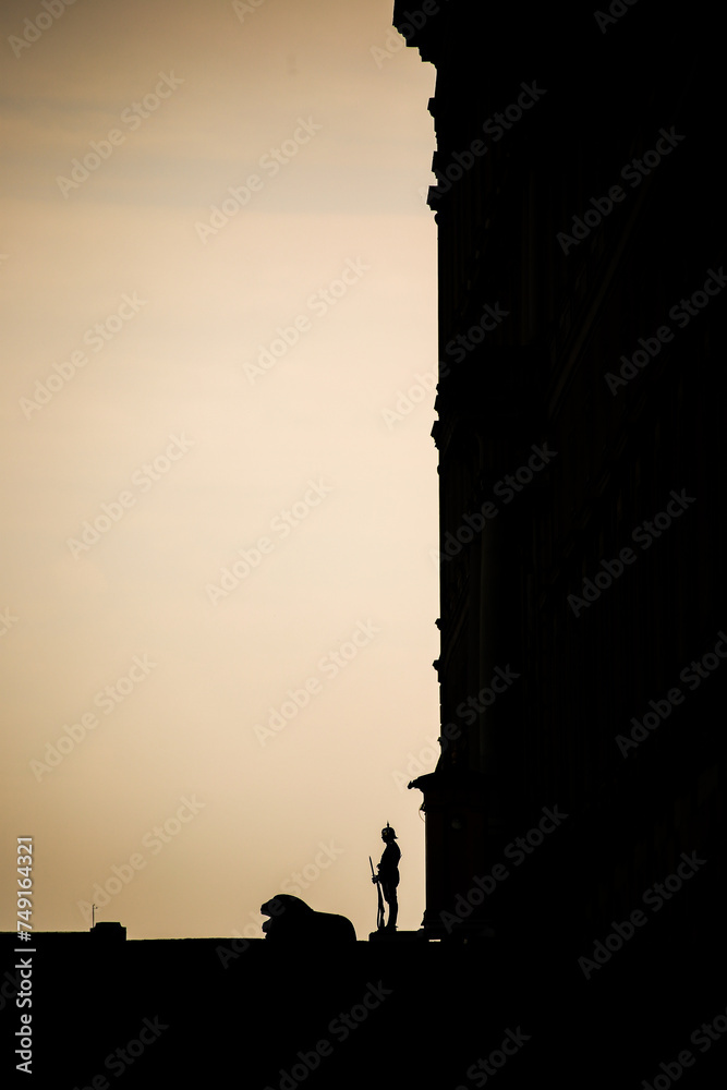 Fototapeta premium silhouette of a palace guard in Stockholm, Sweden