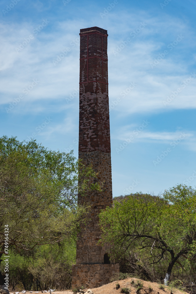 El Triunfo, Baja california, Mexico. 
A notable feature of the town is the 47-meter-high smokestack constructed in 1890 for El Progreso Mining Company . 