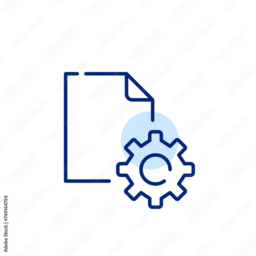 File configuration and document settings. File symbol and cogwheel. Pixel perfect, editable stroke icon File configuration and document settings. File symbol and cogwheel. Pixel perfect, editable stroke icon