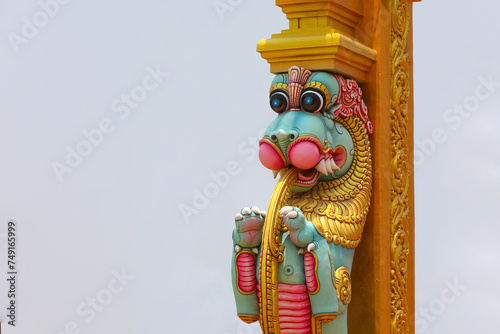 Beautiful Yazhi statue in Indian temple
