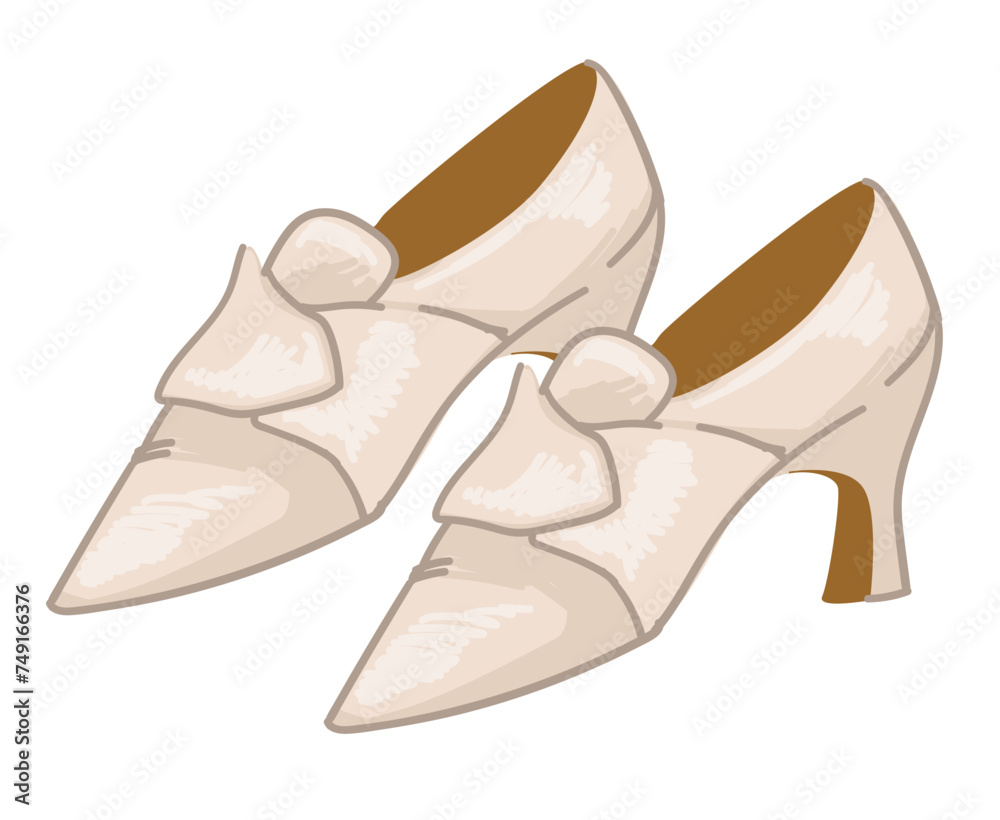 Naklejka premium Vintage white leather shoes on high heels vector