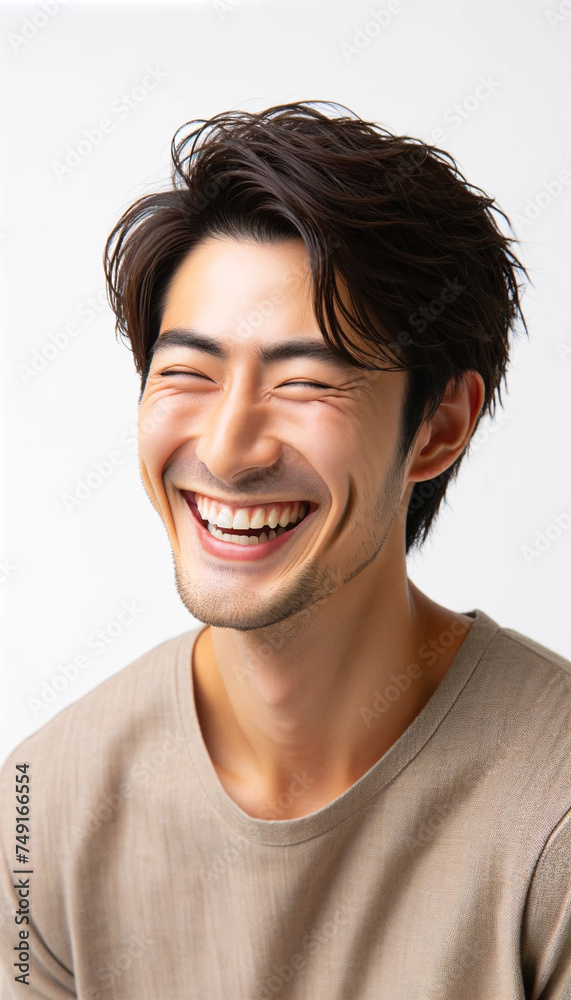 笑顔なアジア人の男性(爆笑・男・イケメン・爽やか・笑ってる・日本人) Smiling Asian man (lol, man, handsome, refreshing, smiling, Japanese)