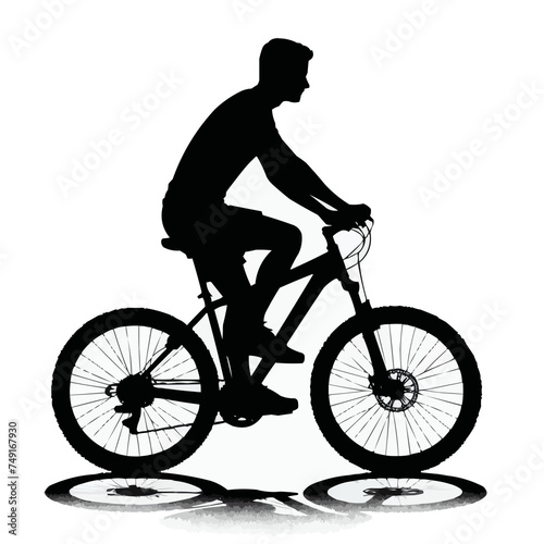 Silhouette of a Male Cyclist Riding a Mountain Bike  Active Man Enjoying Bicycle Outdoors  Recreational Biking  Fitness and Healthy Lifestyle Concept  Outdoor Sports Illustration