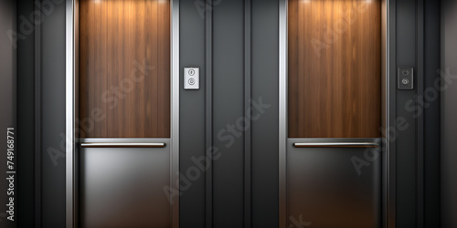 plain metallic silver and wooden elevator door . Sleek Metallic and Wooden Elevator Door