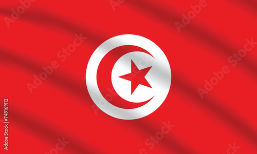 Flat Illustration of Tunisia flag. Tunisia national flag design. Tunisia Wave flag.
