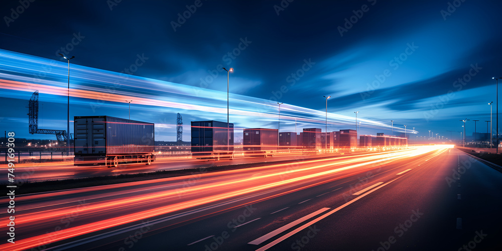 High-Speed Freight: Containers in Motion. Containers Speeding Down the Highway