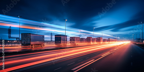 High-Speed Freight: Containers in Motion. Containers Speeding Down the Highway © Maria