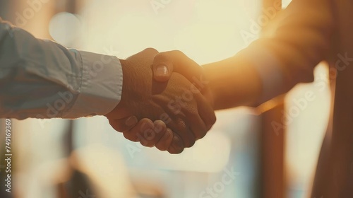 celebration partnership and business deal concept.Businessman handshake for teamwork of business merger and acquisition,successful negotiate,hand shake,two businessman shake hand with partner.
 photo