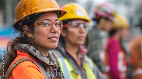 National Labour Day,May day,womens day concept. Happy Latino female worker on construction site on International Women's Day or Labor Day. © Amonthep