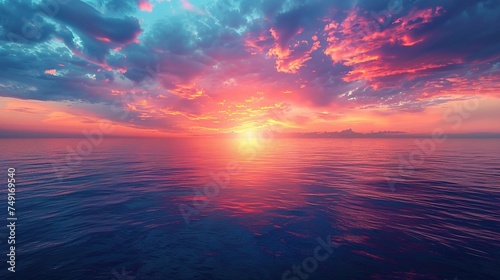 panorama of sea sunset, the view of the ocean sunrise, sunset at sea © INK ART BACKGROUND
