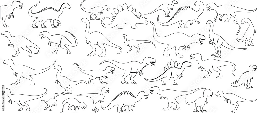 Dinosaur outline, dinosaur sketch vector illustration, educational, decoration, prehistoric, creature, animalia, chordata, reptilia