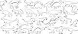 Dinosaur outline, dinosaur sketch vector illustration, educational, decoration, prehistoric, creature, animalia, chordata, reptilia