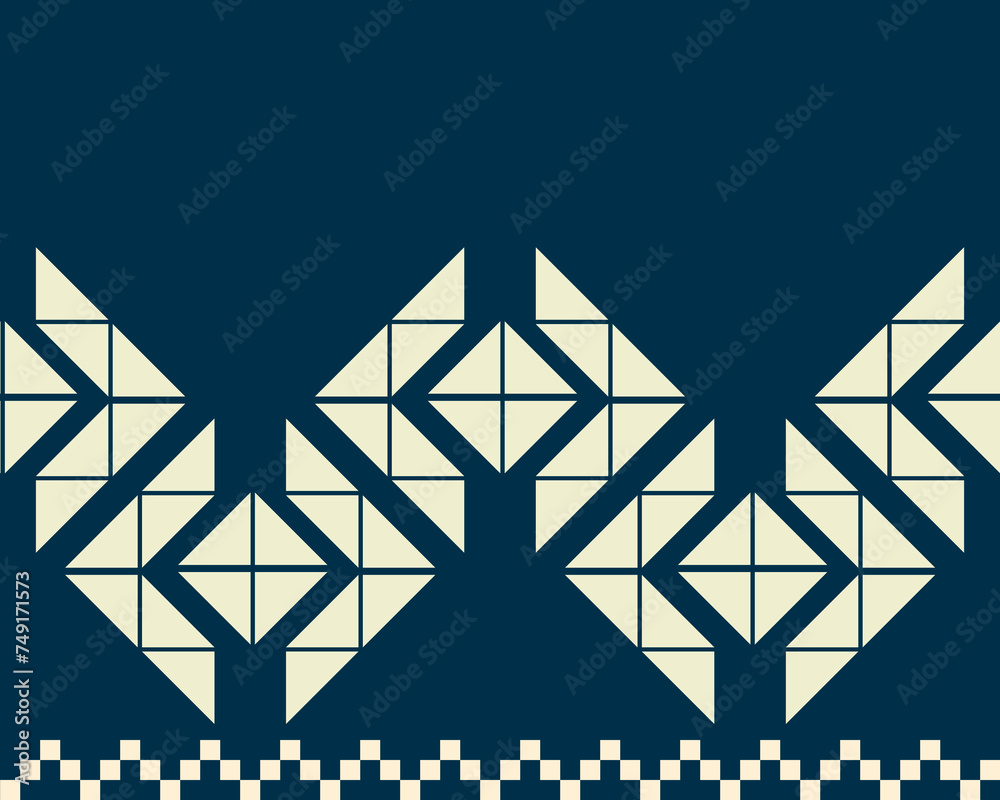 Fototapeta premium abstract Traditional geometric ethnic pattern embroidery design for textiles, rugs, clothing, sarong, scarf, batik, wrap, embroidery, print, curtain, carpet, and wallpaper.