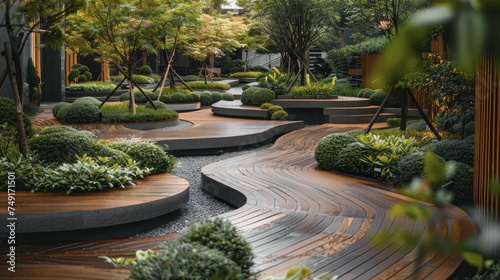 Sustainable landscaping trends for businesses, incorporating evergreen practices with the latest in eco-friendly outdoor design.