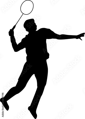 Man badminton smash player silhouette