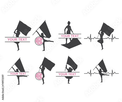 Color Guard monogram, Color Guard Vector, Marching Band Silhouette, Male Color Guard, Marching Band SVG, Color Guard Vector, Color Guard Flags, Guard Rifle