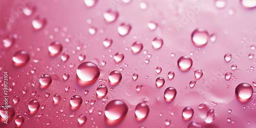 Droplet abstract texture of pink background with glass droplet, Water drop texture sunlit pink .