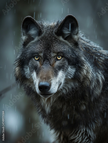 In the Whispering Rain an Alpha Wolf Stands Resolute Captivating Wildlife Photography Unveils the Essence of Raw Natural Instincts and Untamed Elegance © WCPW PHOTOGRAPHY