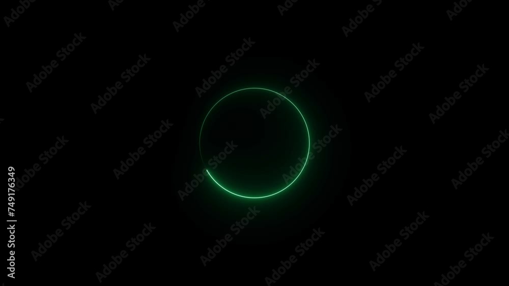 Turquoise circle neon light in rotation glowing animation. Black background 4k video. Turquoise circle neon light in rotation glowing animation. Black background 4k video.