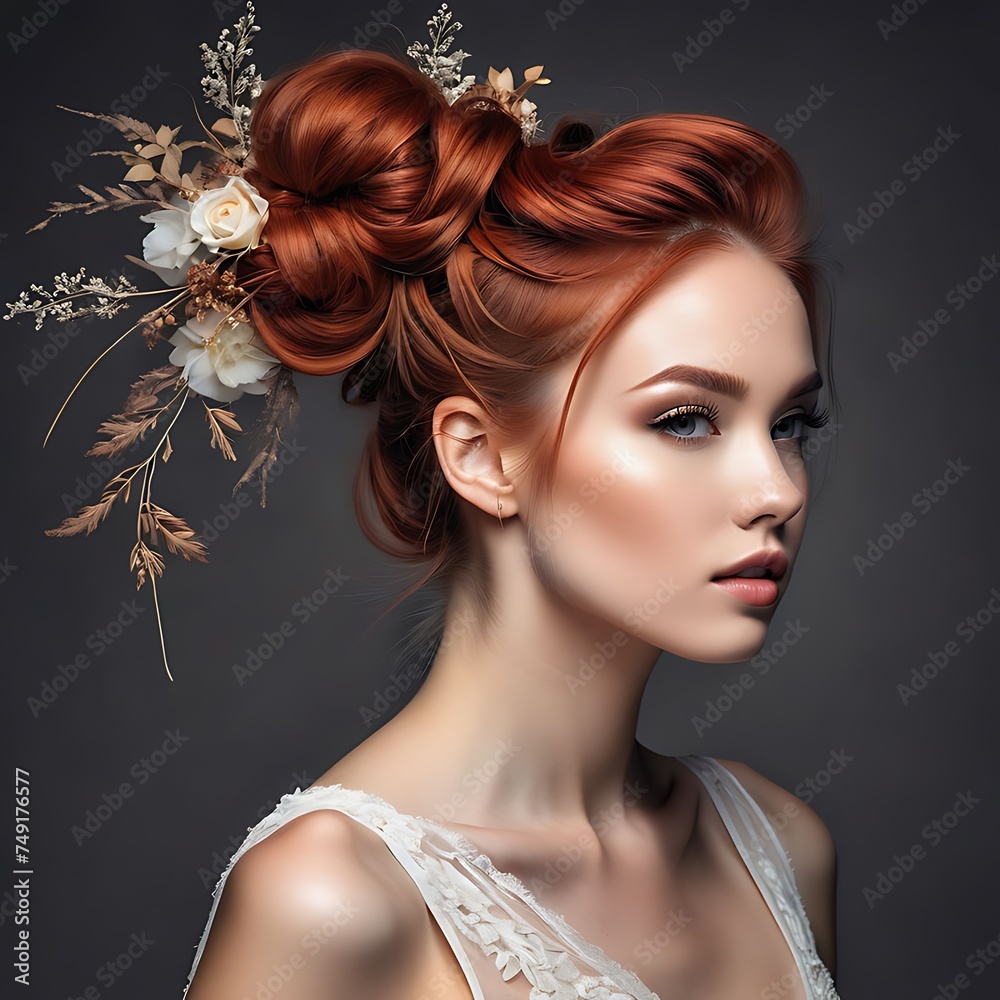 portrait of a woman with flowers jora