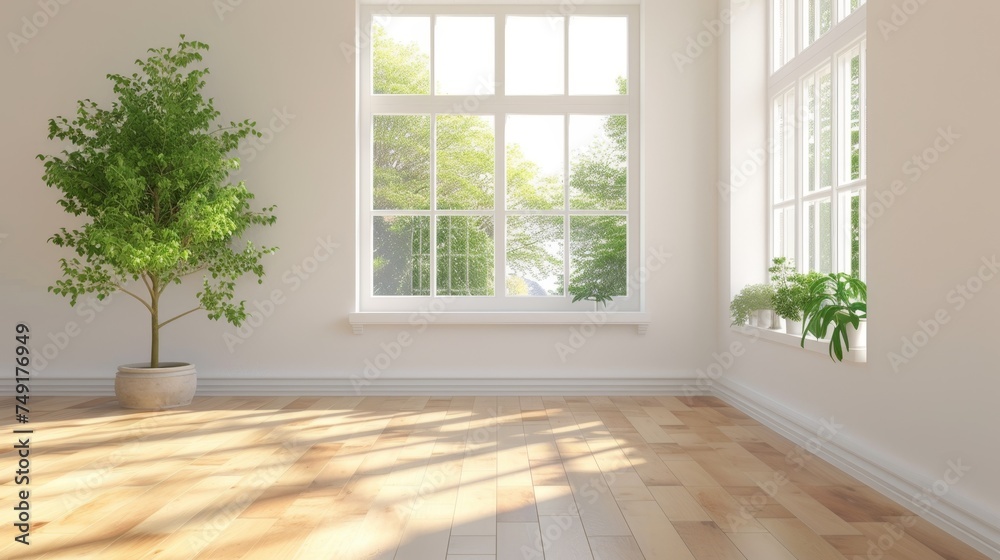 Fototapeta premium empty room light window old house, tone pastel