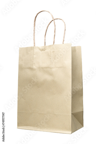 Cutout real brown paper shopping bag.