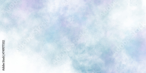 Light blue Purple vector layout with cloudscape.  The summer heaven is colorful clearing day Good weather and beautiful nature. Sky aquarelle painted paper textured canvas for vintage design.