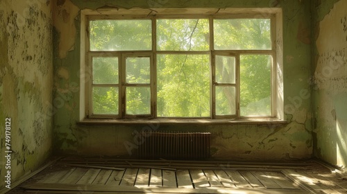 old empty room light window old house, tone pastel