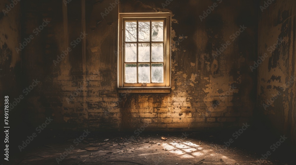 old empty room light window old house, tone pastel