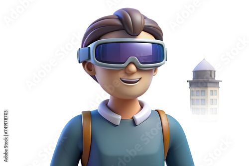 Person Wearing Virtual Reality Glasses, Generative AI 