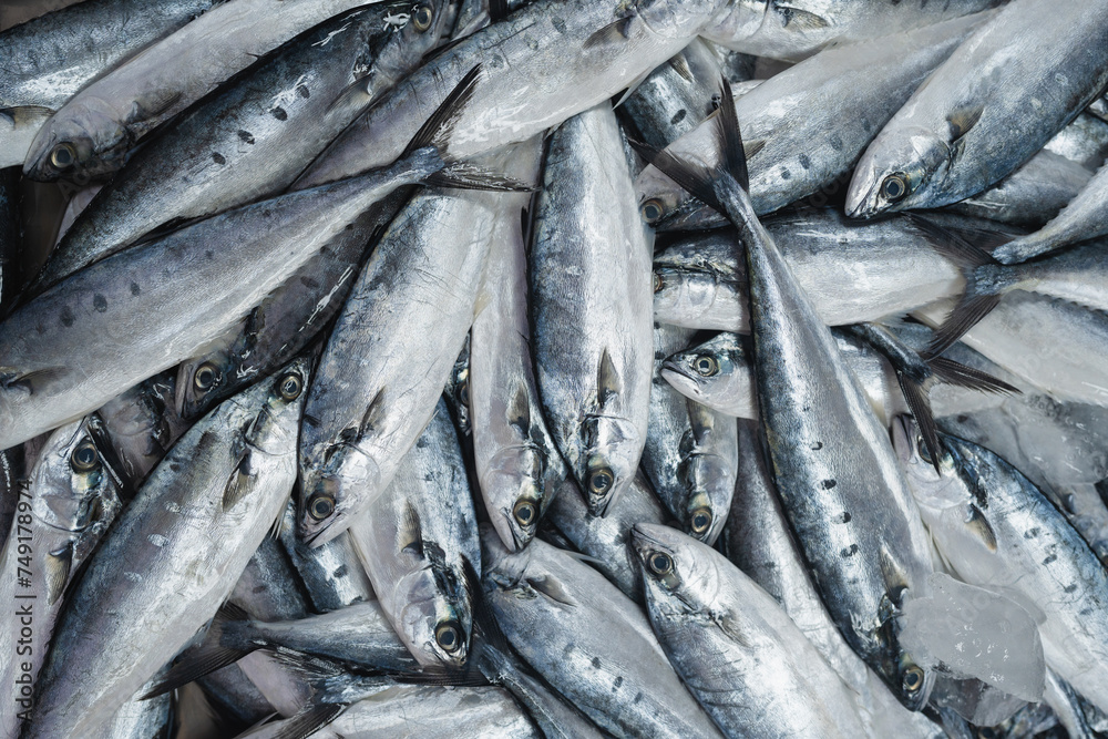 Obraz premium Fresh seafood variety fish sell in traditional asian market