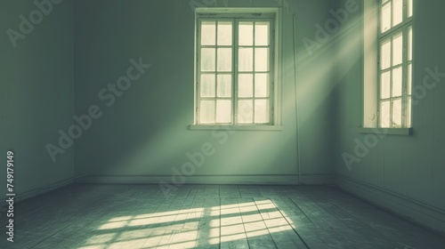 old empty room light window old house, tone pastel