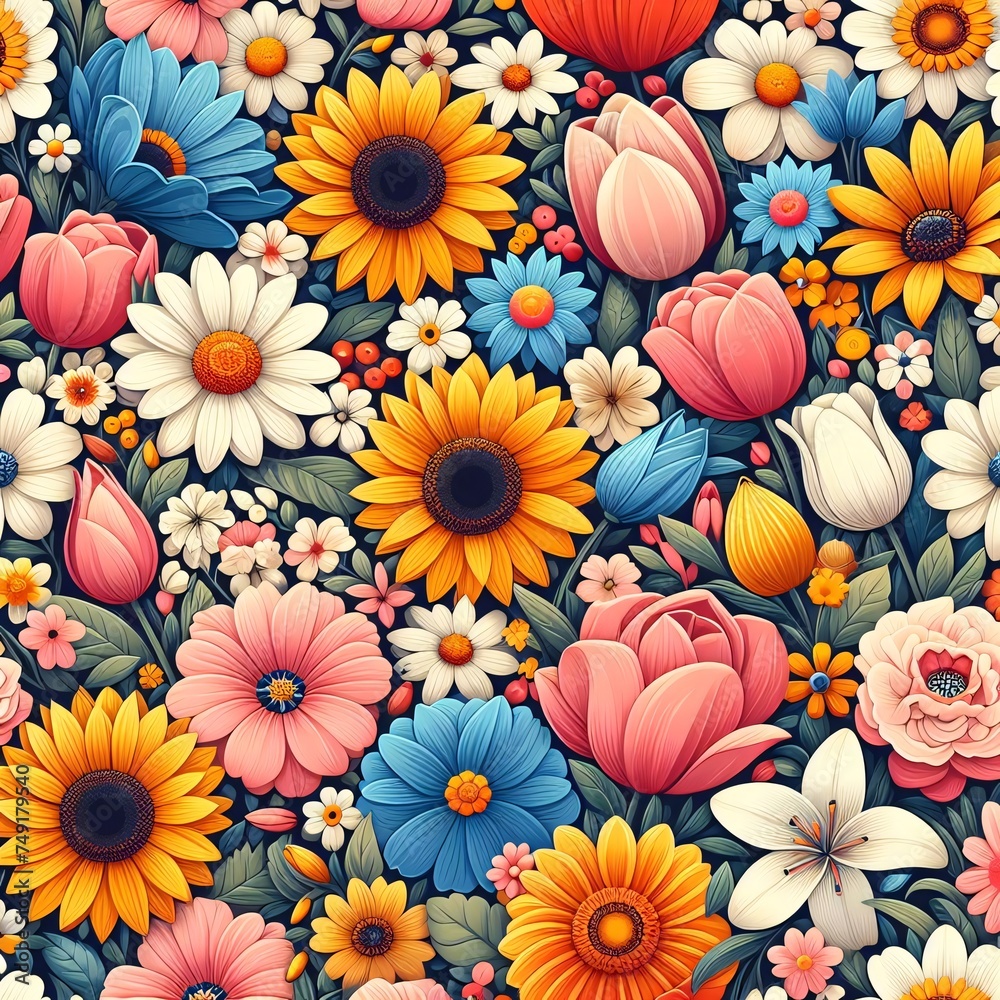 seamless pattern with flowers background