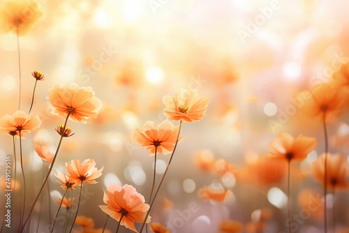 Summer poppy flowers blooming on a field outdoor. Nature concept.