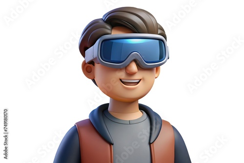 Person Wearing Virtual Reality Glasses, Generative AI © Fernando
