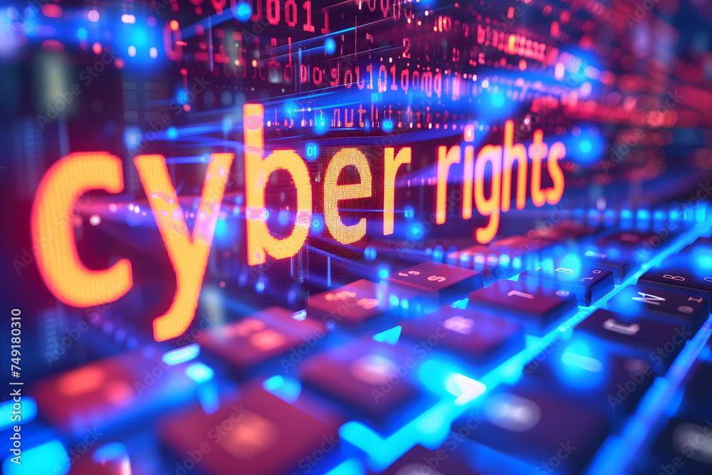 Words cyber rights for cyber law concept. Neural network generated image. Not based on any actual scene or pattern. Words cyber rights for cyber law concept. Neural network generated image. Not based on any actual scene or pattern.