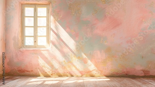 old empty room light window old house  tone pastel