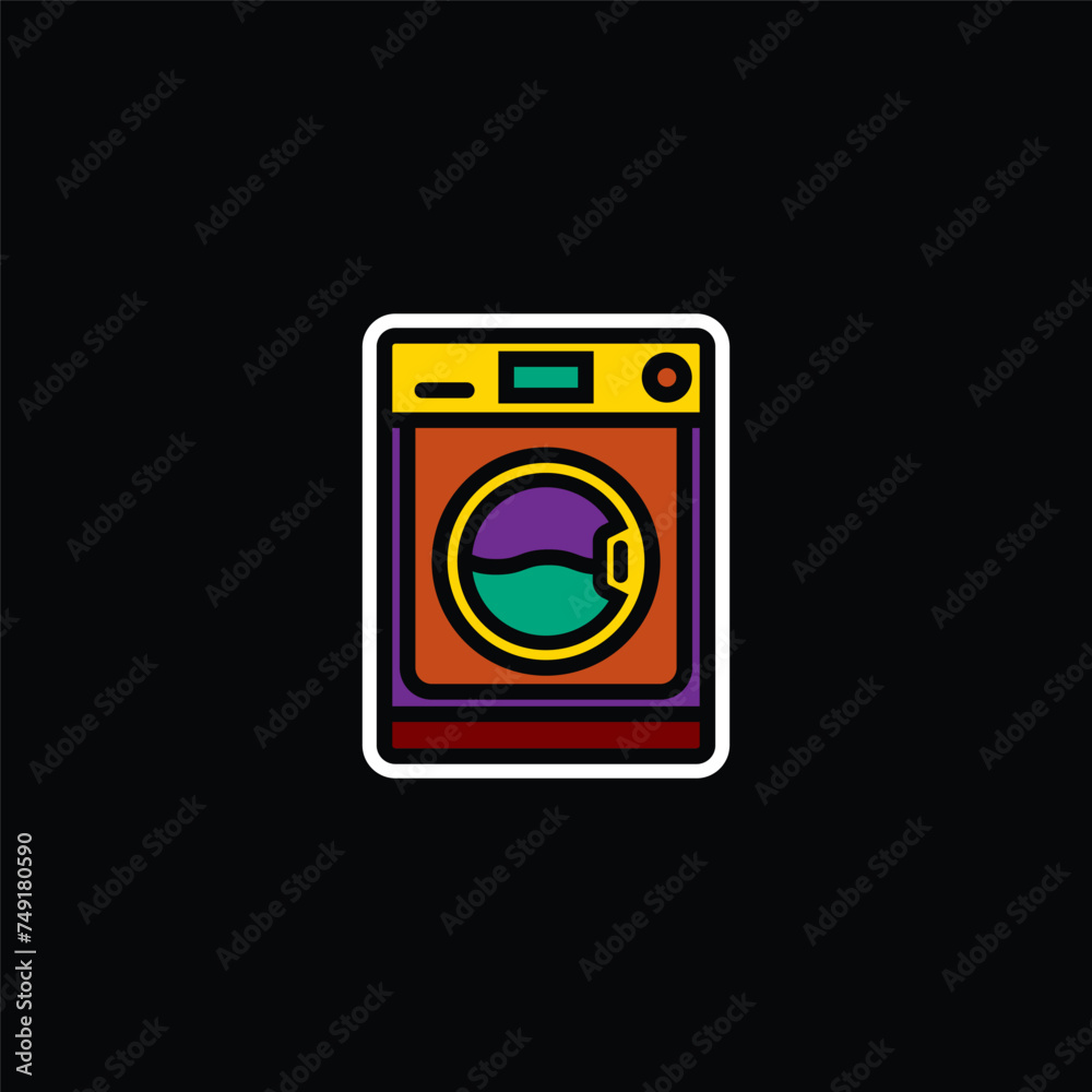 Original vector illustration. A contour icon. Electrical appliance, washing machine. Washer. A design element. Original vector illustration. A contour icon. Electrical appliance, washing machine. Washer. A design element.