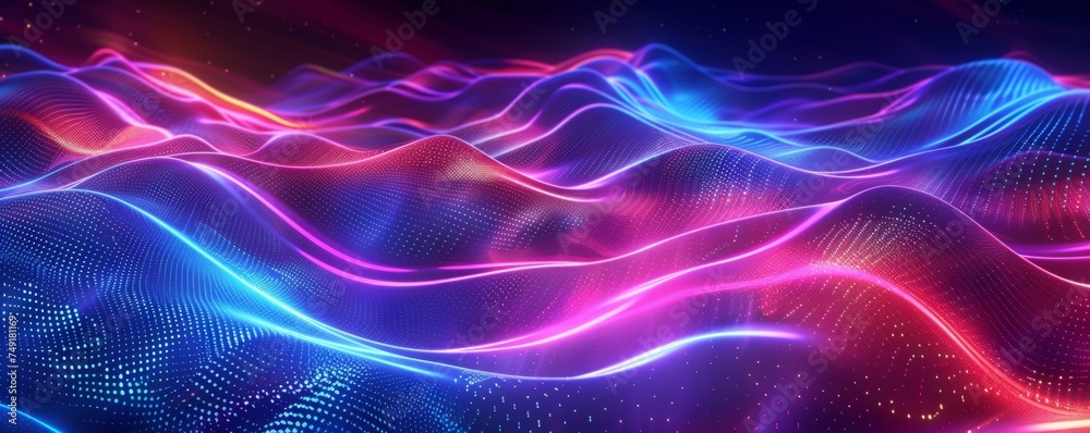 Big data wave shape with futuristic digital background for technology and science.